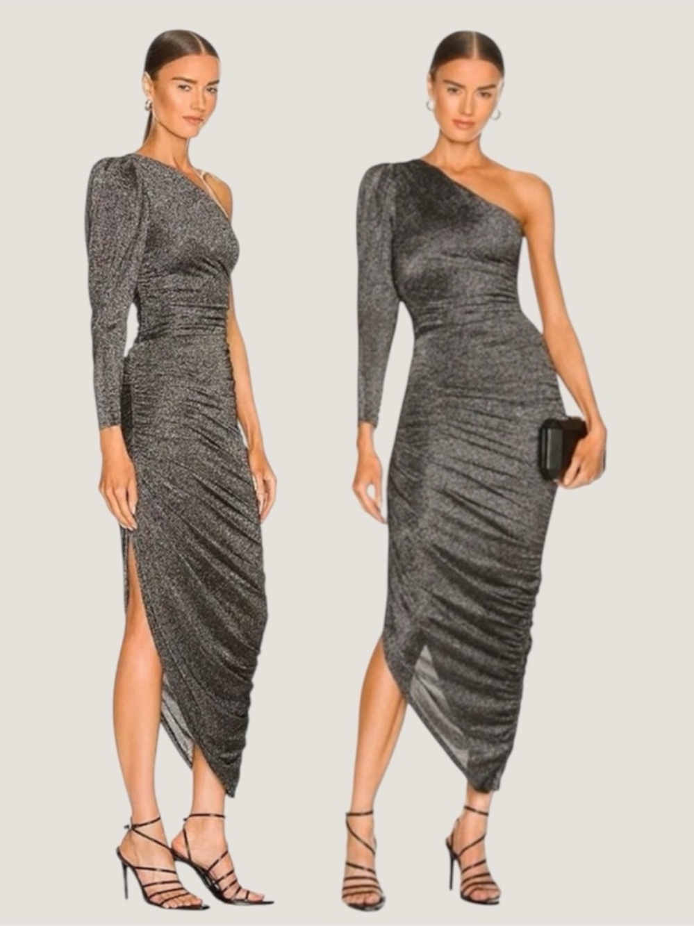 LPA grey glitter One-Shoulder midi Dress - brand new with tags